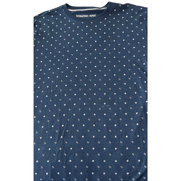 INTERNATIONAL REPORT SHORT SLV CREW NECK TOP, WOMENS, L, NAVY BLUE-WHITE ANCHORS - Picture 6 of 10